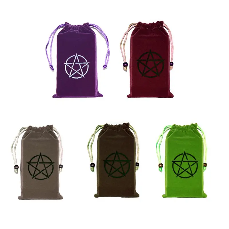 

1PC Velvet Pentagram Tarot Storage Bag Board Game Card Embroidery Drawstring Package