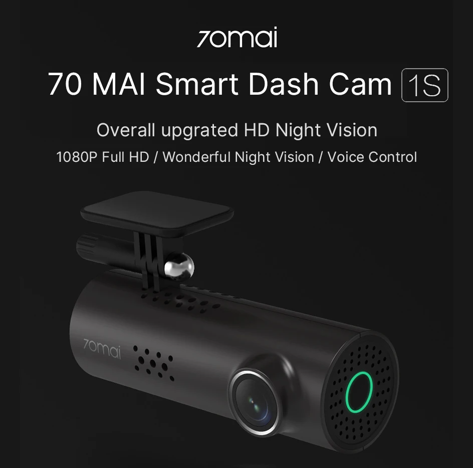 Xiaomi 70mai Автомобильный видеорегистратор 1S Smart WiFi-DVR 130 градусов Беспроводная камера 1080P HD ночная версия g-сенсор диктофон английский голос