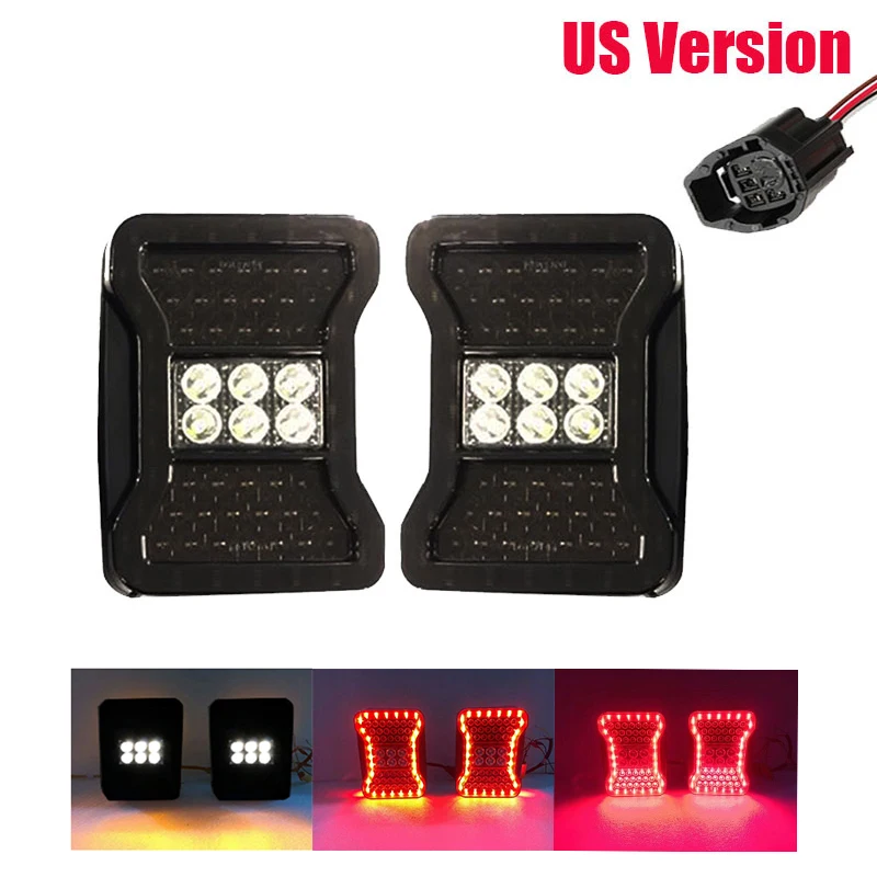 LED Tail Lights Smoke red For Jeep Wrangler 2007-2017 JK JKU With Break Back Up Light Reverse Turn Parking Signal Lamp Assembly |