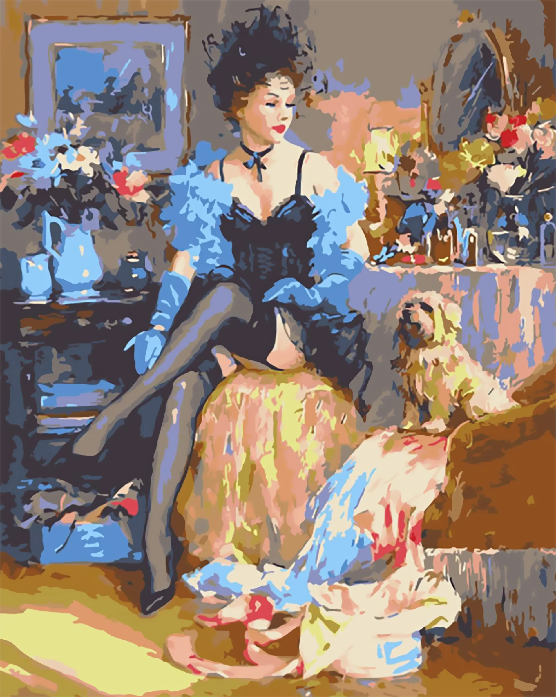 

DIY 40X50 Oil Painting By Numbers Noble woman and puppy Paint by numbers On Canvas Home Decor Digital Painting chrismas