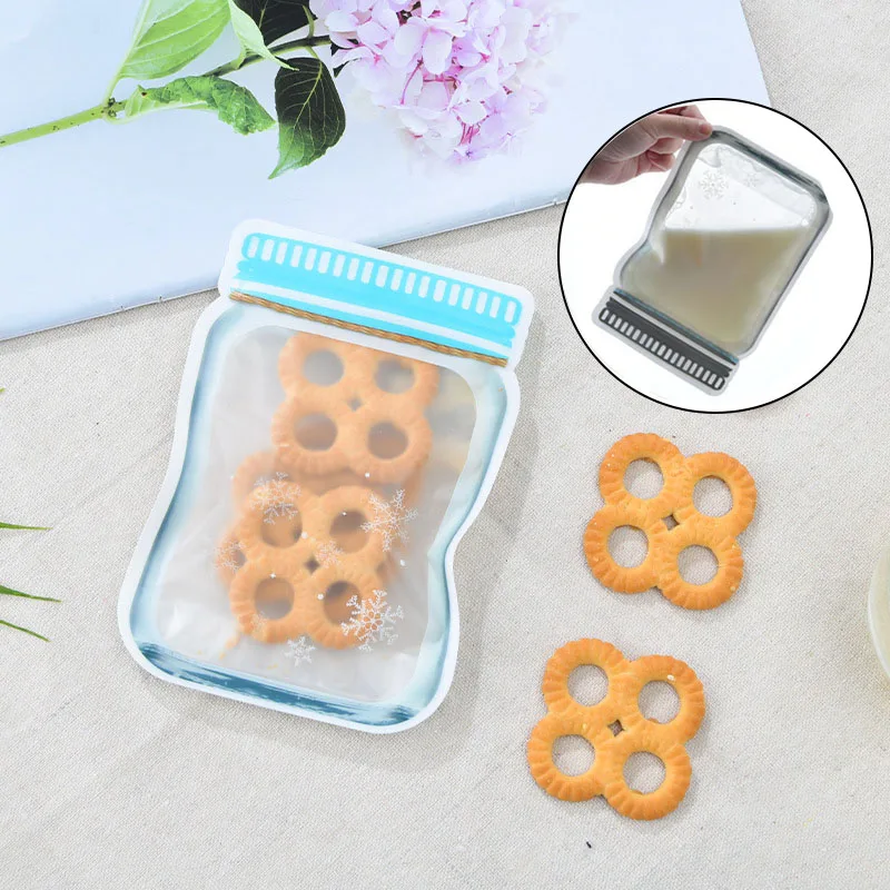 

Reusable Mason Jar Zipper Bags Seal Fresh Food Storage Bag for Cookies Candy Nuts PVC Ziplock Plastic Bags Kitchen Organizer Bag