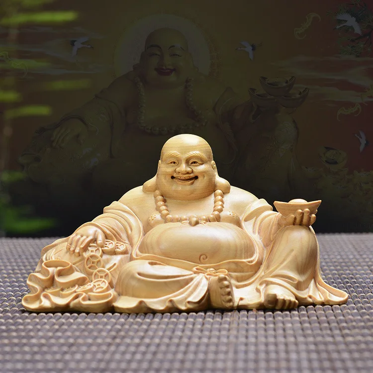 

Wood carving Buddha statue, wood crafts gift Home desktop decoration office ornaments (A1073)
