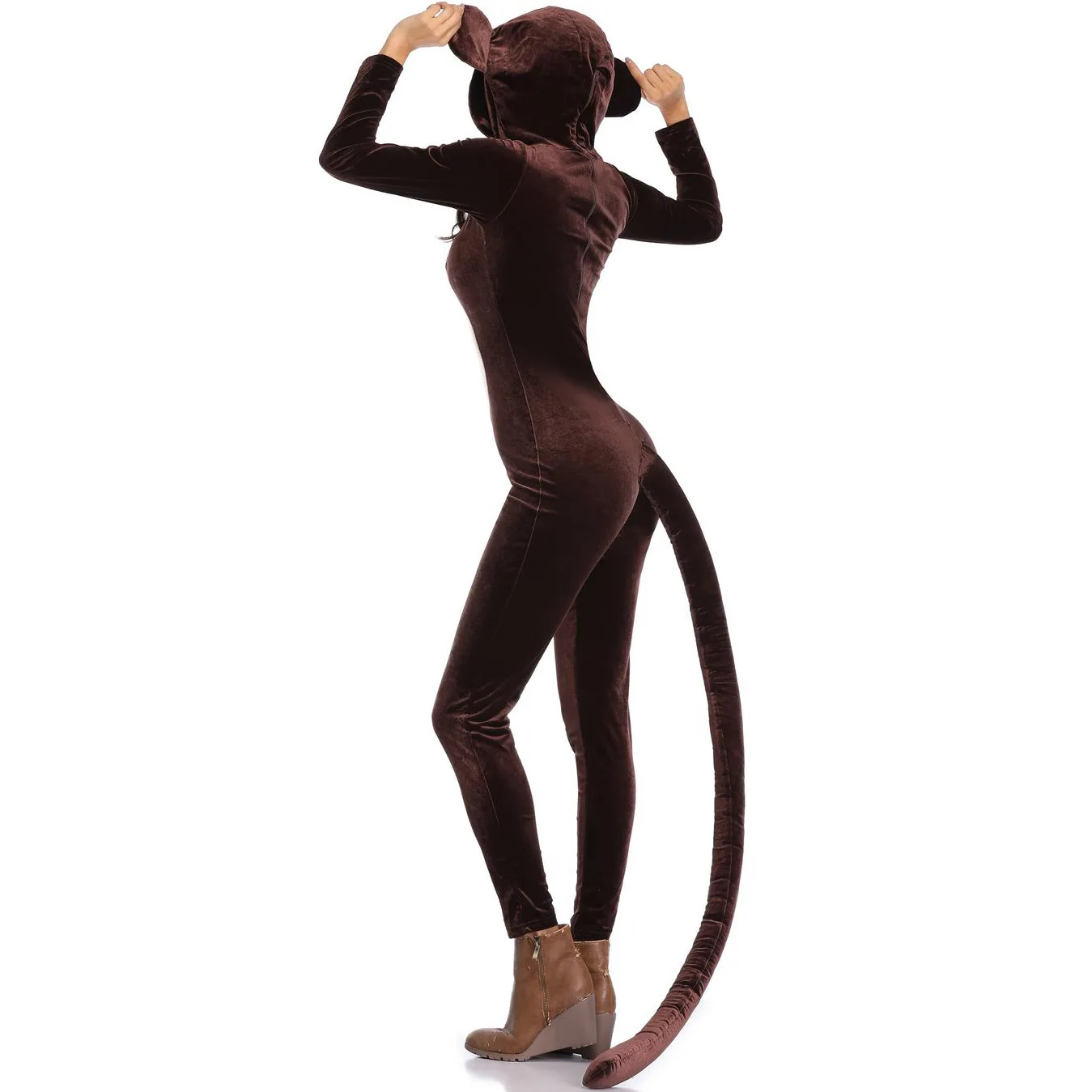 Женский костюм в стиле Хэллоуин цельнокроеный милый обезьяны животного для