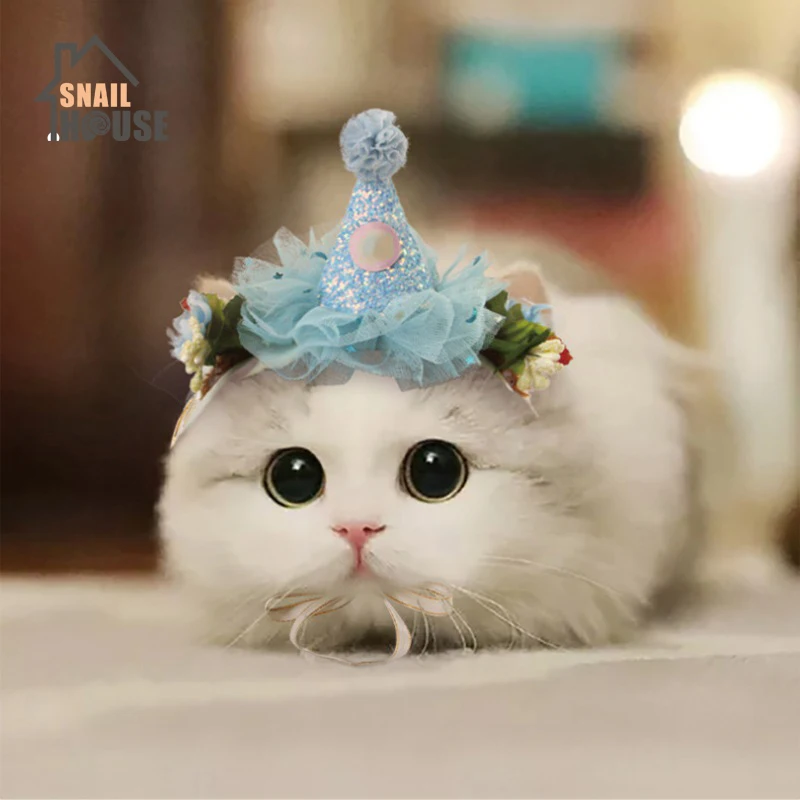 

Snailhouse Birthday Party Hat Cat Pet Headband Lace Accessories Creative Cat Dog Hairband Lovely Exquisite Dog Cat Pet Hair Clip