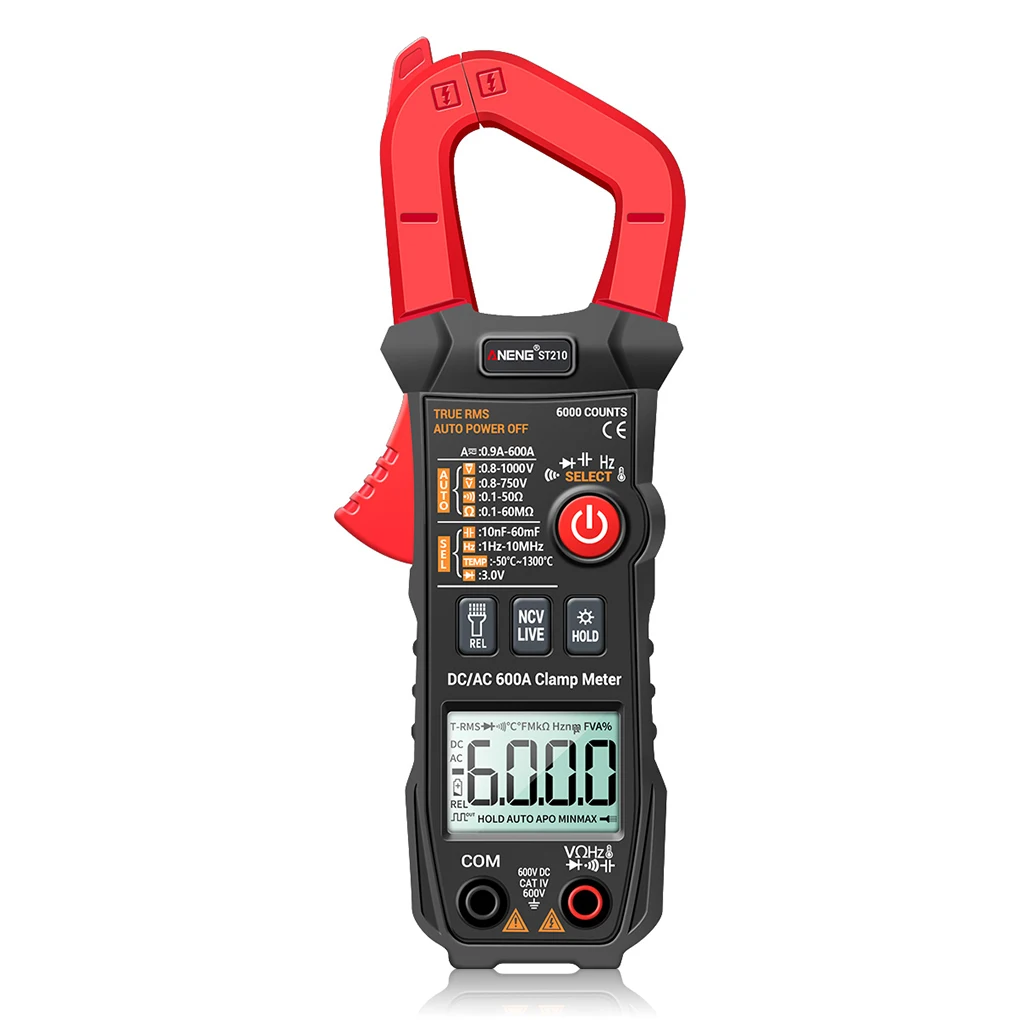 

ANENG ST181 Digital Clamp Meter DC/AC Current 4000 Counts Multimeter Ammeter Voltage Tester Car Amp Hz Capacitance Car Voltmeter