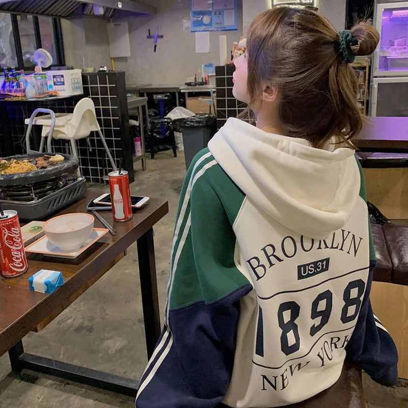 

Осенне-зимнее женское Свободное пальто с капюшоном в Корейском стиле новая Вельветовая стеганая куртка с отстрочкой и длинным рукавом