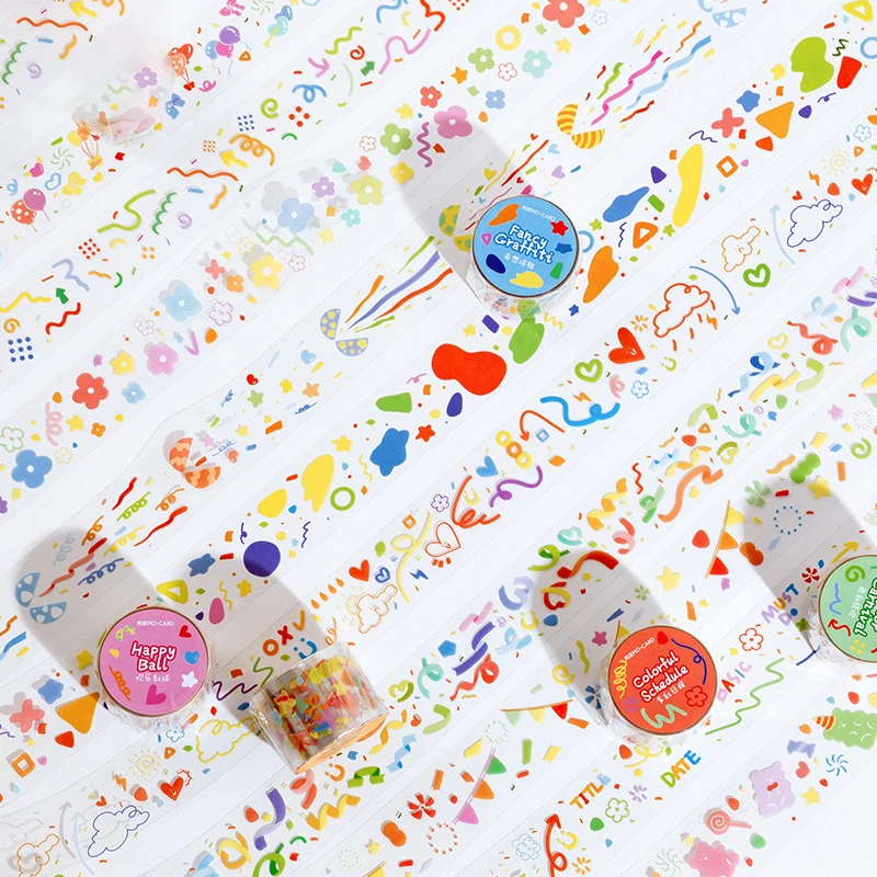 

INS Fresh Pattern 10 Translucent PET White Ink Tape Collage Stickers Wonderful Party Series Handbook Journal Computer Stickers