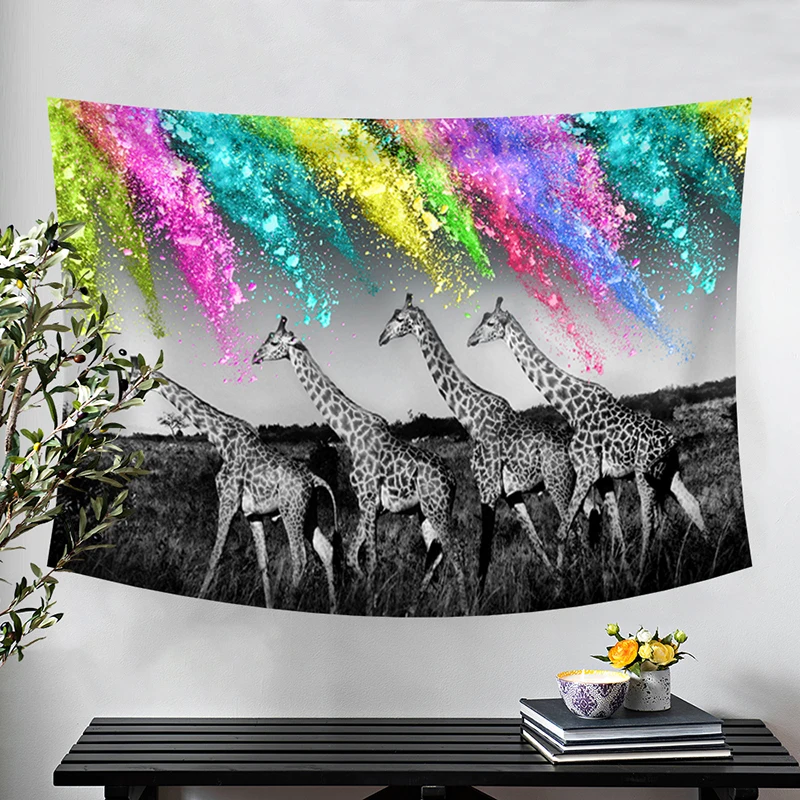 

Animal Powder Explosion Kawaii Tapestry Psychedelic Wall Hanging Room Decor Hippie Carpet Beach Blanket Home Decoration Yoga Mat