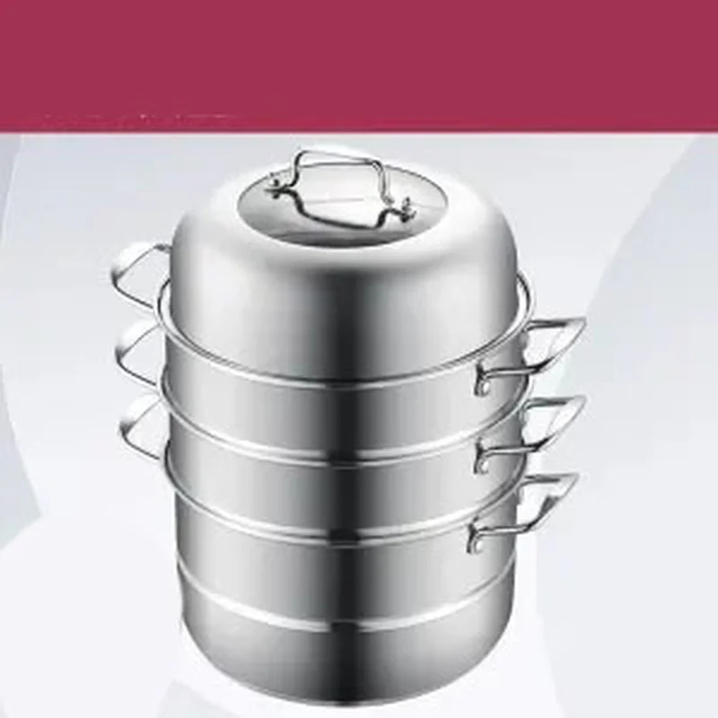 

Stainless Steel Steamer Three-layer Multi-bottom Thickened Double-layer Large Steamer Electromagnetic Gas Stove General Cooking
