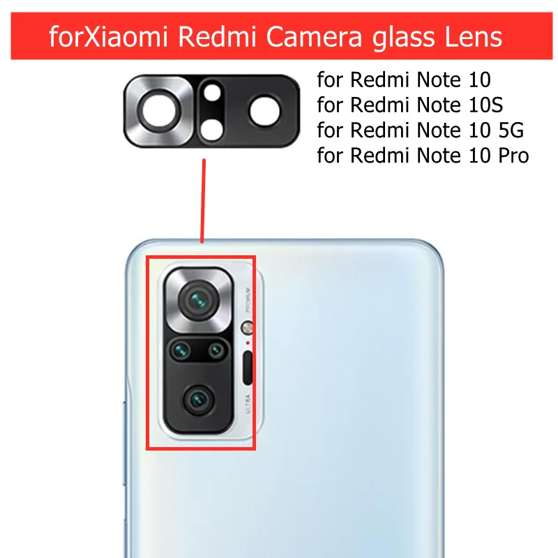 2pcs for Xiaomi Redmi Note 10 Pro/ 10/ 10S/ 5G Camera Glass Lens Back Rear with 3M Glue Repair Spare Parts | Мобильные телефоны и