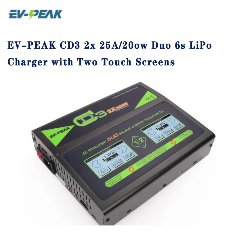 EV PEAK CD3 2x 25A/200W DUO 6S LiPo зарядное устройство с двумя сенсорными экранами|Детали и