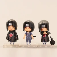 3pcsset 9cm naruto uchiha itachi action figures anime figurines doll model toys birthday cake car collection ornaments gift