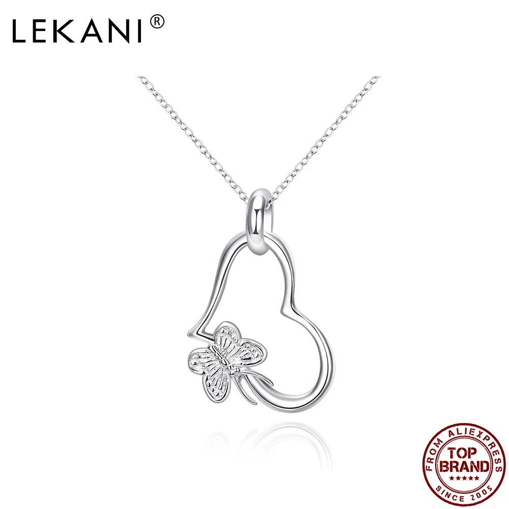 

LEKANI Butterfly Hanging Heart Pendant For Women Romantic Anniversary Pendants Female White New Arrival Fashion Jewelry Gift