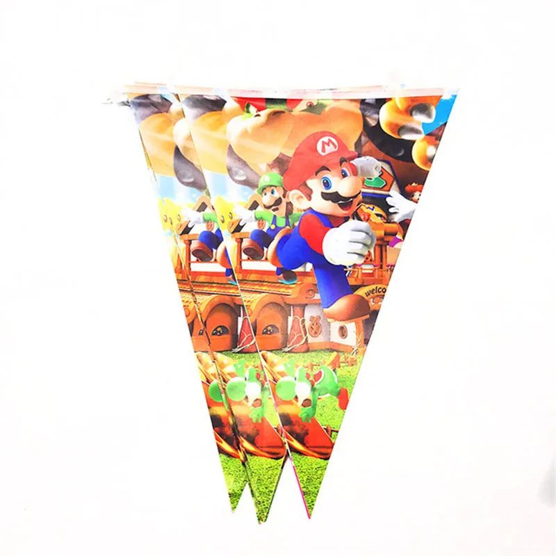 10 шт./лот праздничные баннеры Super Mario Bros флаги украшения для дня рождения вечерние