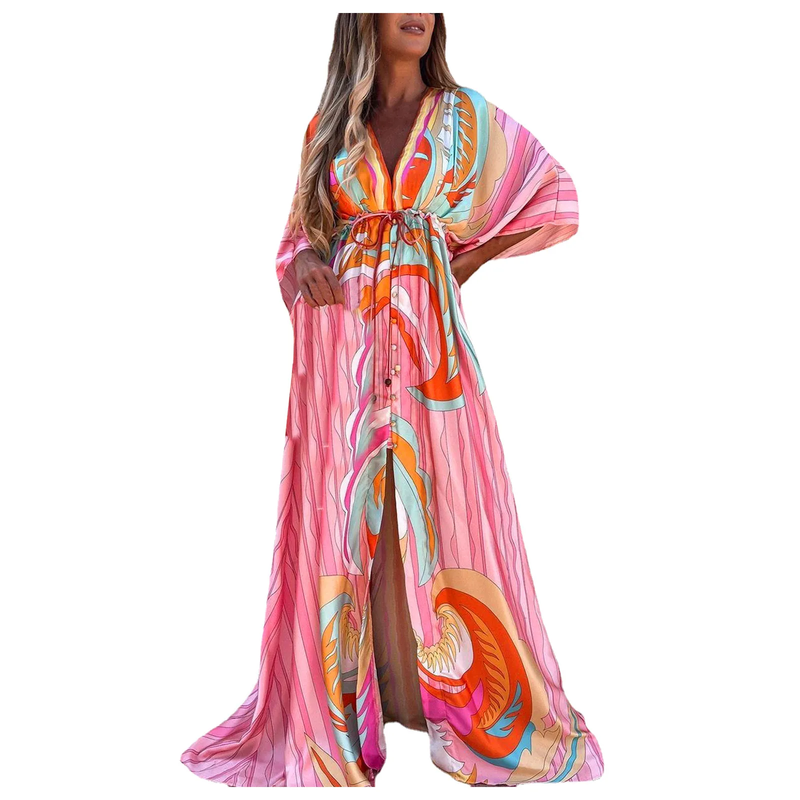 Женское длинное платье в полоску с принтом пейсли стиле бохо летнее пляжное