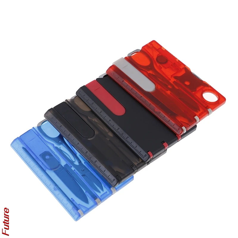 

New product mini outdoor multifunction credit card size knife camping survival wallet EDC multifunction tool color random