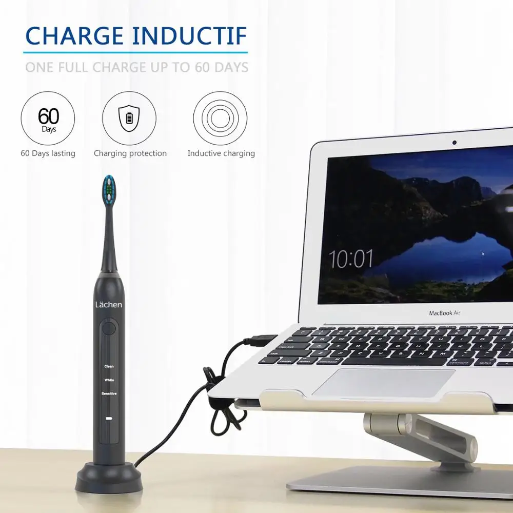 

Sonicool/Lachen New Electric Toothbrush 051B Ultrasonic EU Rechargeable Tooth Brushes With 4 Pcs Replacement Heads Xmas gift