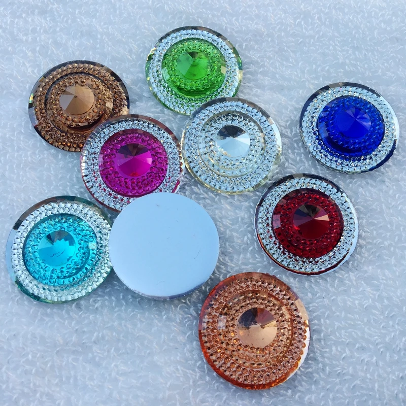 Круглые стразы из хрустальной смолы 30 мм 4 шт. с плоским основанием искусственные