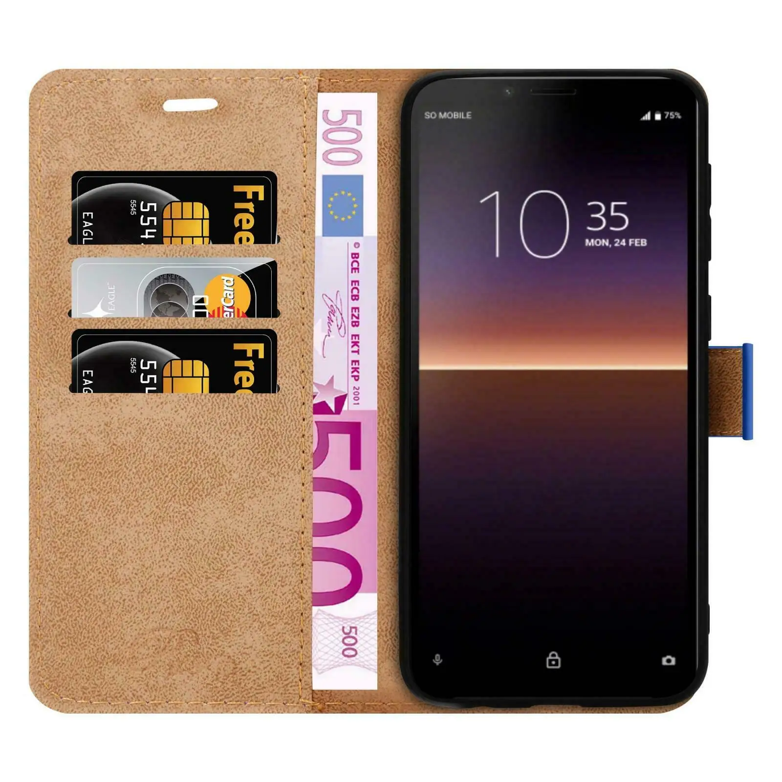 Funda magn&eacute;tica de cuero para tel&eacute;fono Sony Xperia 5, carcasa de tel&eacute;fono con soporte y vidrio templado-1