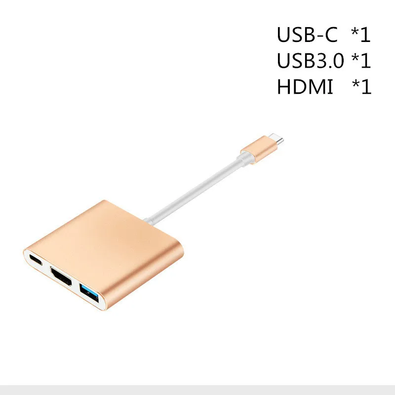 3-в-1 USB3.0 док-станция C-type HDMI концентратор USB адаптер для ноутбука MacBook смартфон расширение USB-C конвертер HDMI
