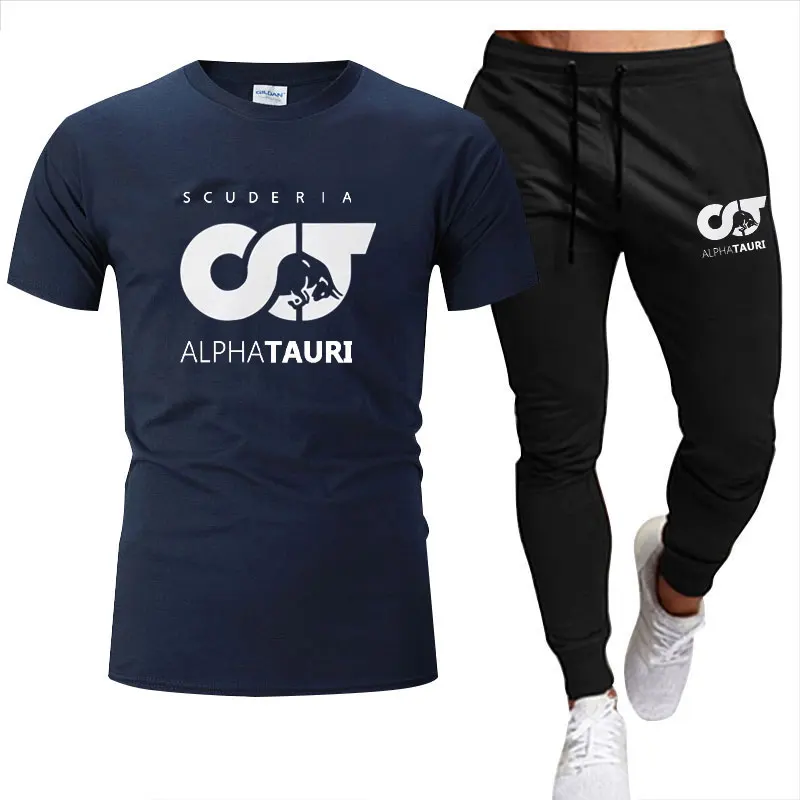 

Комплект мужской из футболки с коротким рукавом и брюк, футболка с принтом «Формула-один» для фанатов гоночных команд Pierre Gasly F1 Alpha Tauri