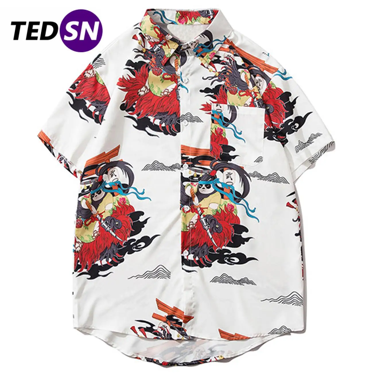 Женская пляжная рубашка с принтом самурая панда летняя японская футболка