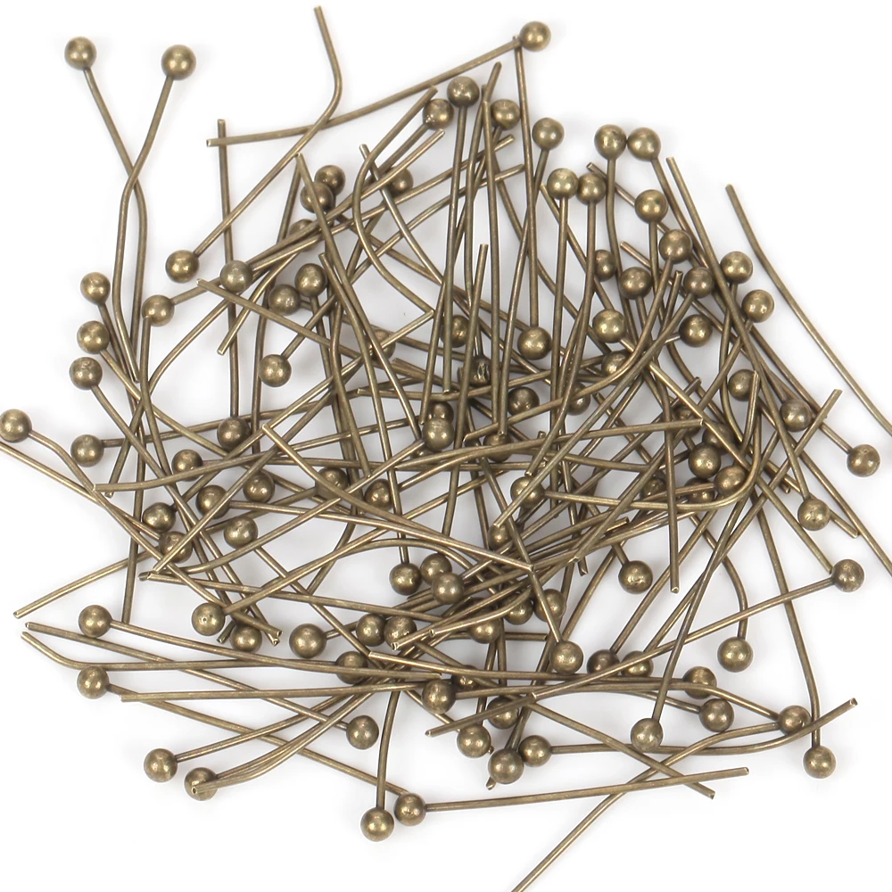 200pcs Metal Gold White Head Ball Pins Needles Stitch Straight Push Sewing For Jewelry Findings Making Headpin Accessory | Украшения и