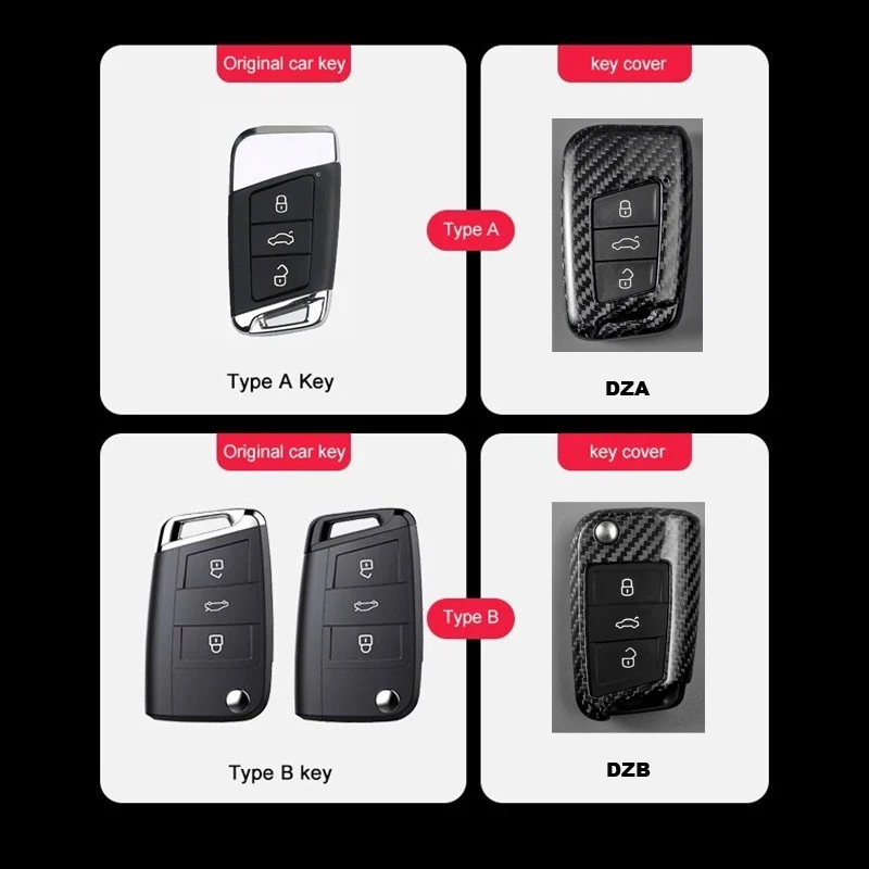 

Dry Carbon Fiber Car Key Cover Case for Volkswagen VW Golf 4 5 6 7 Mk7 Tiguan Seat Ibiza Leon FR 2 Altea Aztec for Skoda Octavia