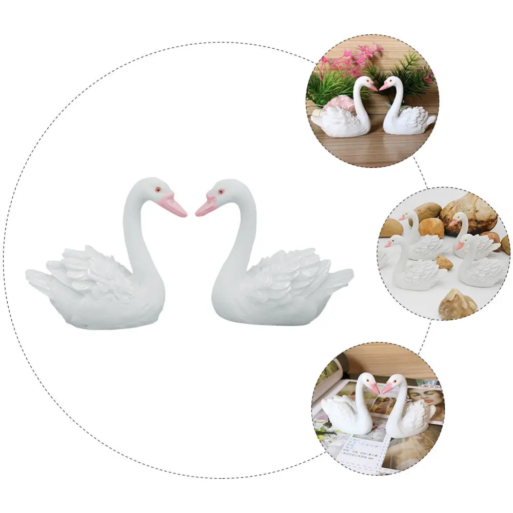 

2pcs Swan Figurines Resin High Simulation Swan Figurine Decor for Garden