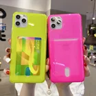 Флуоресцентный чехол для телефона с держателем для карт, противоударный чехол для iPhone 11 12 Pro Max XS X XR 7 8 6 6S Plus SE 2020, мягкий прозрачный чехол-бумажник из ТПУ