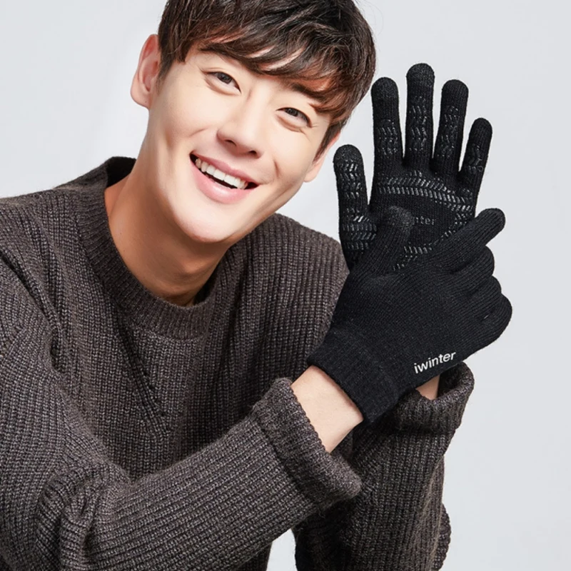 Мужские женские Осенние зимние вязаные перчатки высокое качество сенсорный