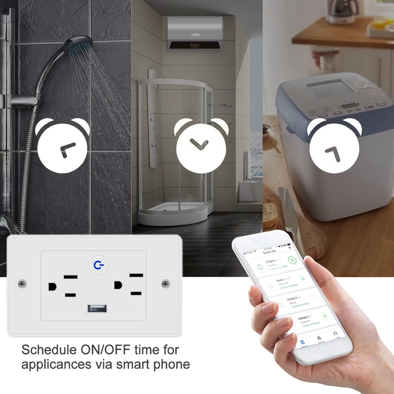 Умная розетка с usb-портом Wi-Fi настенная пульт дистанционного управления