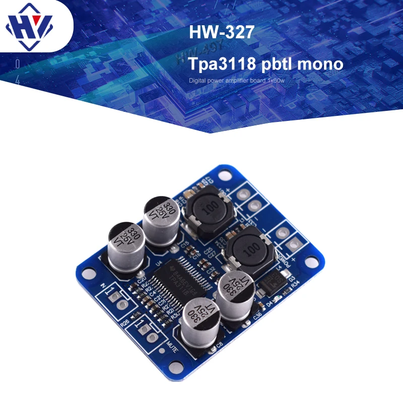 

TPA3118 PBTL Mono Digital Amplifier Board Power Module 1 X 60W 12V-24V Amplifier Module Audio Power AMP Electronics Components