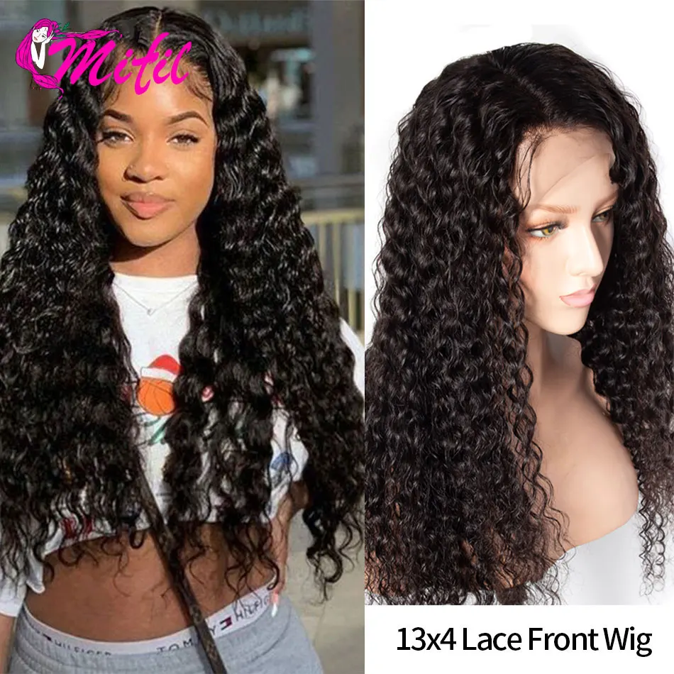 

Remy Brazilian Hair Deep Curly Lace Front Human Hair Wigs 10-30 32 Deep Wave Frontal Wig For Women Pre Plucked 4x4 Closure Wig