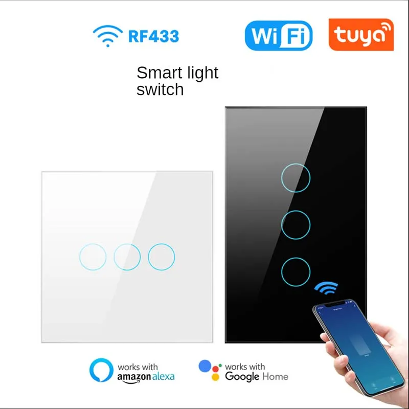 new Tuya WiFi smart light switch with Luxuray glass panel, touch sensor smart wall switch voice use with Alexa Google Home