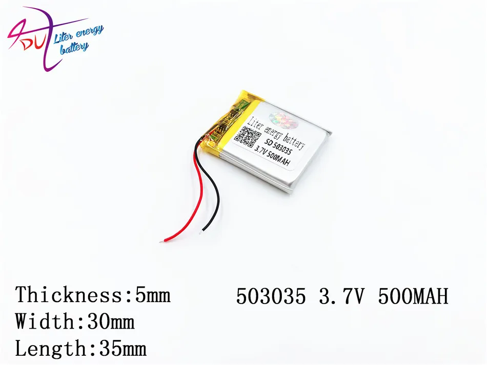 Литровый аккумулятор 3 7 v литий полимерный 503035 053035 500mah Mp3 Mp4 Mp5 Gps рекордер|3.7v