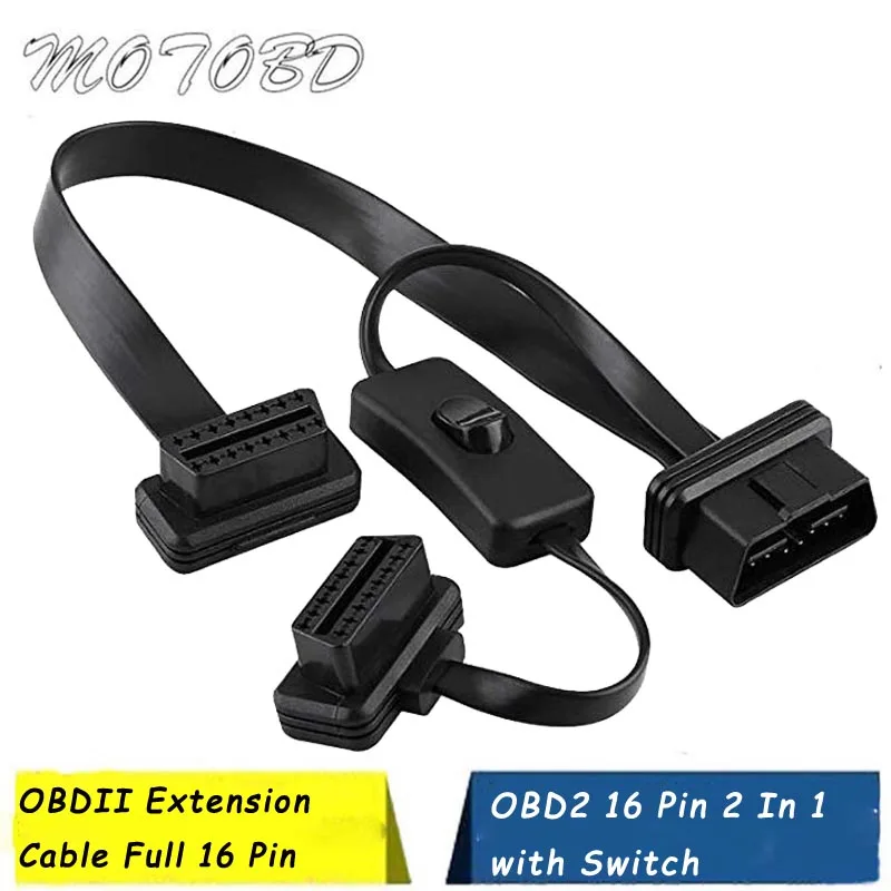 Удлинительный Кабель OBDII полный 16 Pin 2 в 1 с переключателем Obd Obd2 ELM327 сканер ELM 327 V2.1