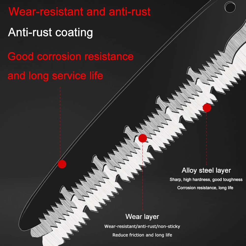 Folding Hand Saw SK5 Steel Medium-toothed Blade Soft Rubber Handle Collapsible Sharp for Woodwork/Household Cutting Tools/DIY |