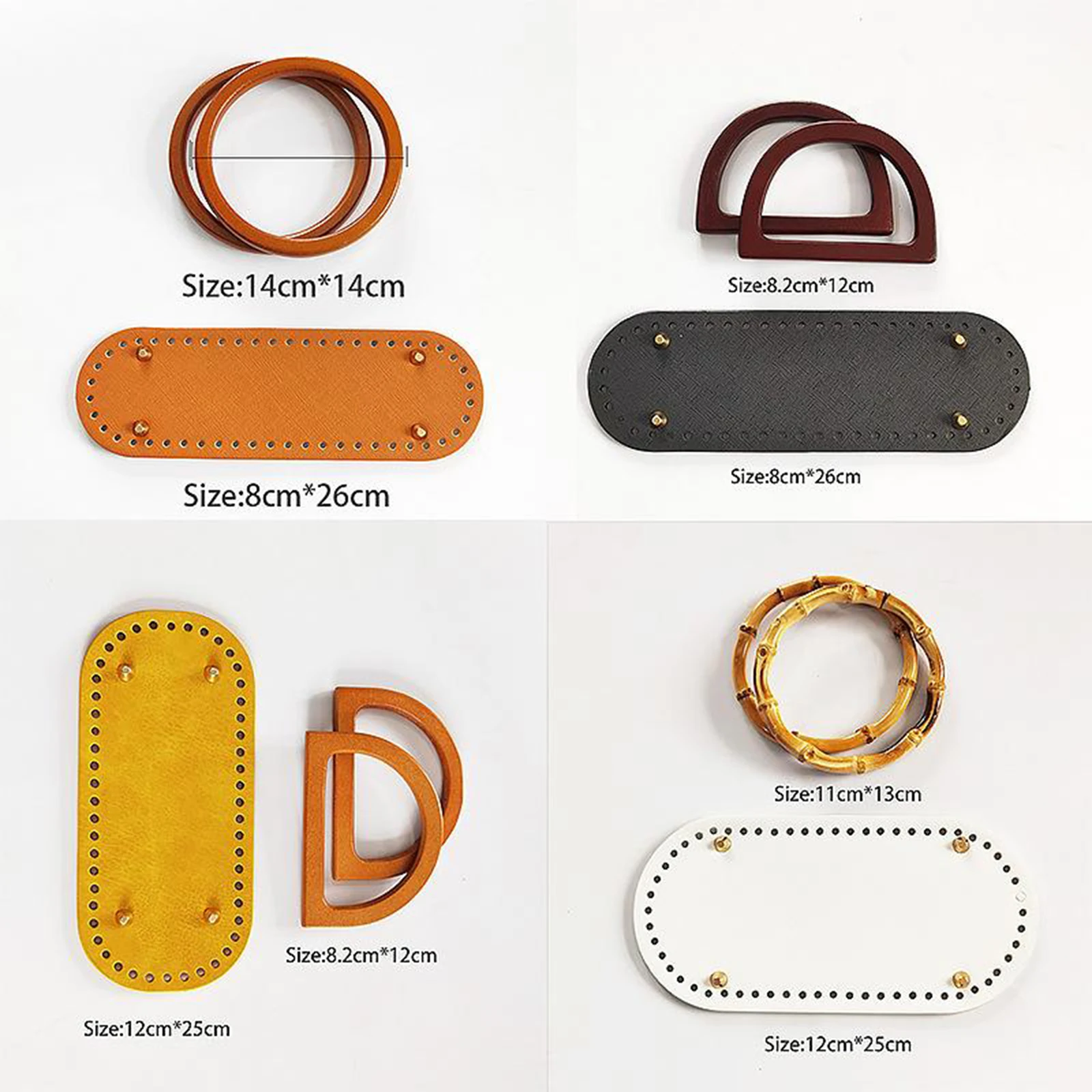 

Crochet Bag Bottom Leather Base Tote Handle Set DIY Knitting bAG Style 1