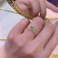 kjjeaxcmy fine jewelry 925 sterling silver inlaid natural emerald ring lovely girls ring support test hot selling