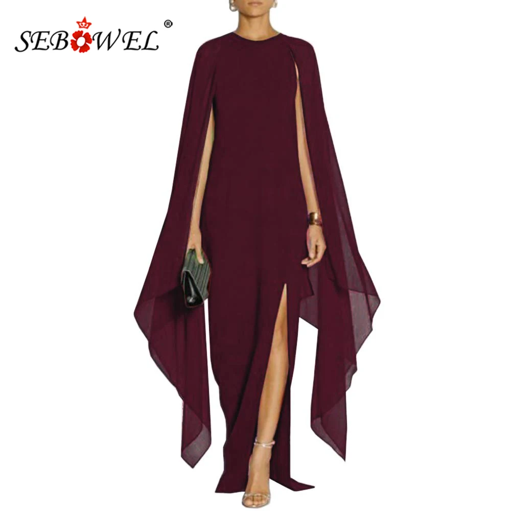 Женское вечернее платье с высоким разрезом SEBOWEL элегантное облегающее длинное