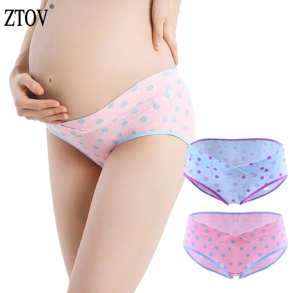 

ZTOV 2PCS/Lot Cotton Maternity Panties V-shaped Low-Waist Pregnancy Briefs Underwear Panties for Pregnant Women Clothes Clothing