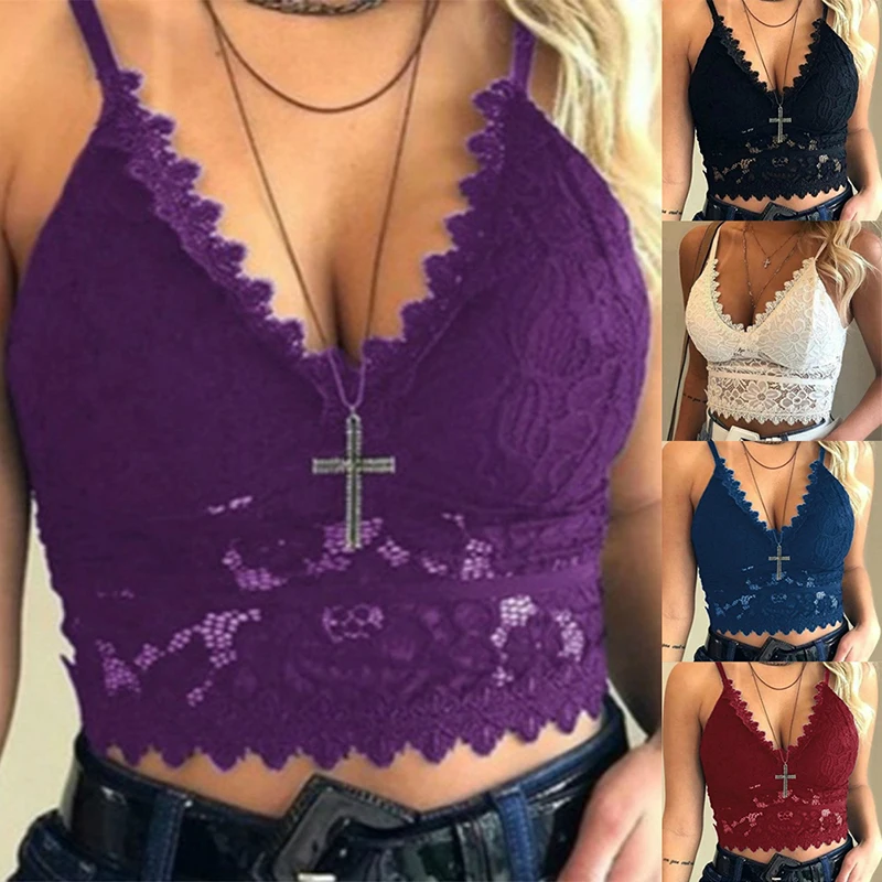 Бюстгальтер женский кружевной с треугольным цветочным узором без подкладки