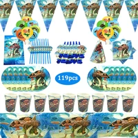 119pcs moana theme kids girl disposable tableware set birthday party decoration paper cup plate napkin flag festival supplies