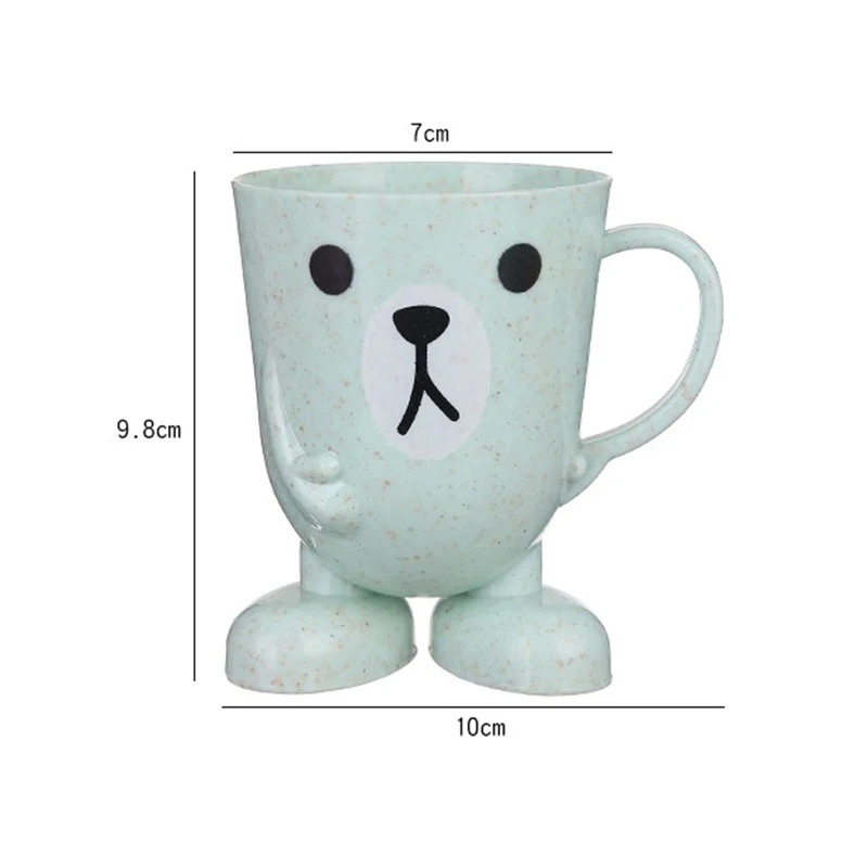 

2pcs Wheat Straw Cartoon Animal Toothbrush Cup Bathroom Tumbler Mouthwash Travel Toothbrush Holder Cup Bathroom Accessories