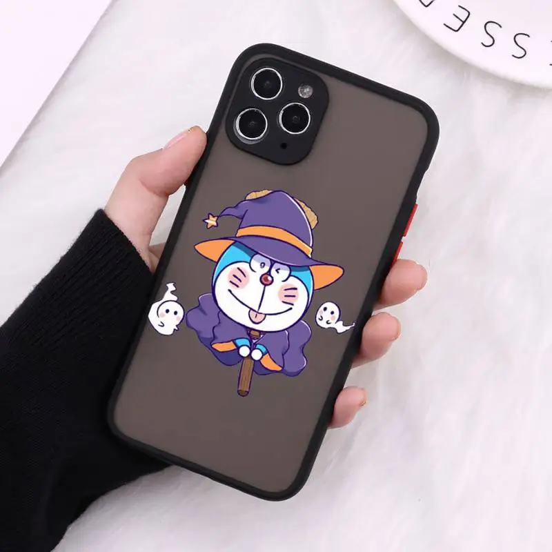 

Doraemon funny cute robot cat design Phone Case Matte Transparent for iPhone 7 8 11 12 s mini pro X XS XR MAX Plus cover funda