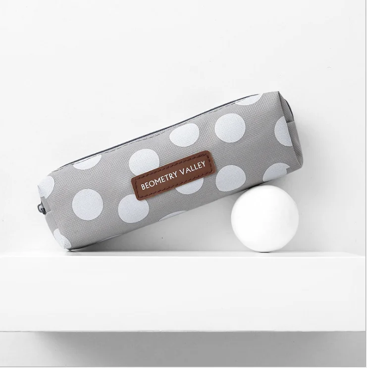 

DM 1pcs Korea Simple Creative Lattice Square Canvas Pencil Case Small Fresh Student Zipper Pencil Bag Large Capacity Stationery