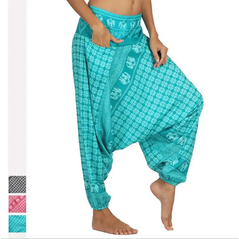 Женские пляжные брюки больших размеров Брюки цыганский Бохо стиль хиппи