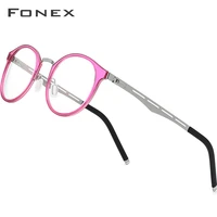 fonex tr90 glasses frame men women vintage round prescription eyeglasses myopia optical frame spectacles retro screwless eyewear