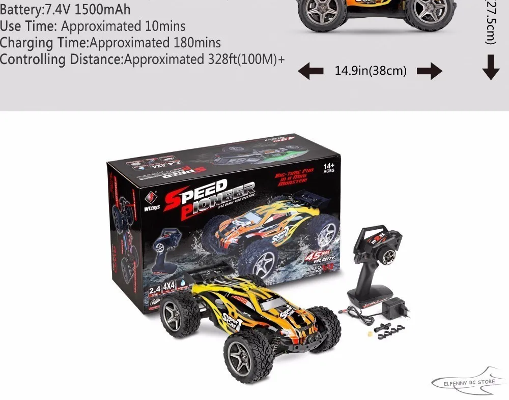 Поступление WLtoys 12404 RC гоночный автомобиль 45 км/ч 1:12 4WD RC Гусеничный 2,4 GHz 2CH брызгозащищенный пылезащитный RC дрейф забавные игрушки для улицы